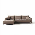 Modern sectional sofa in brown fabric with 250 x 90 x 85cm dimensions