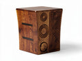 Carved wooden stool with geometric patterns suitable for indoor use 40 x 40 x 45cm