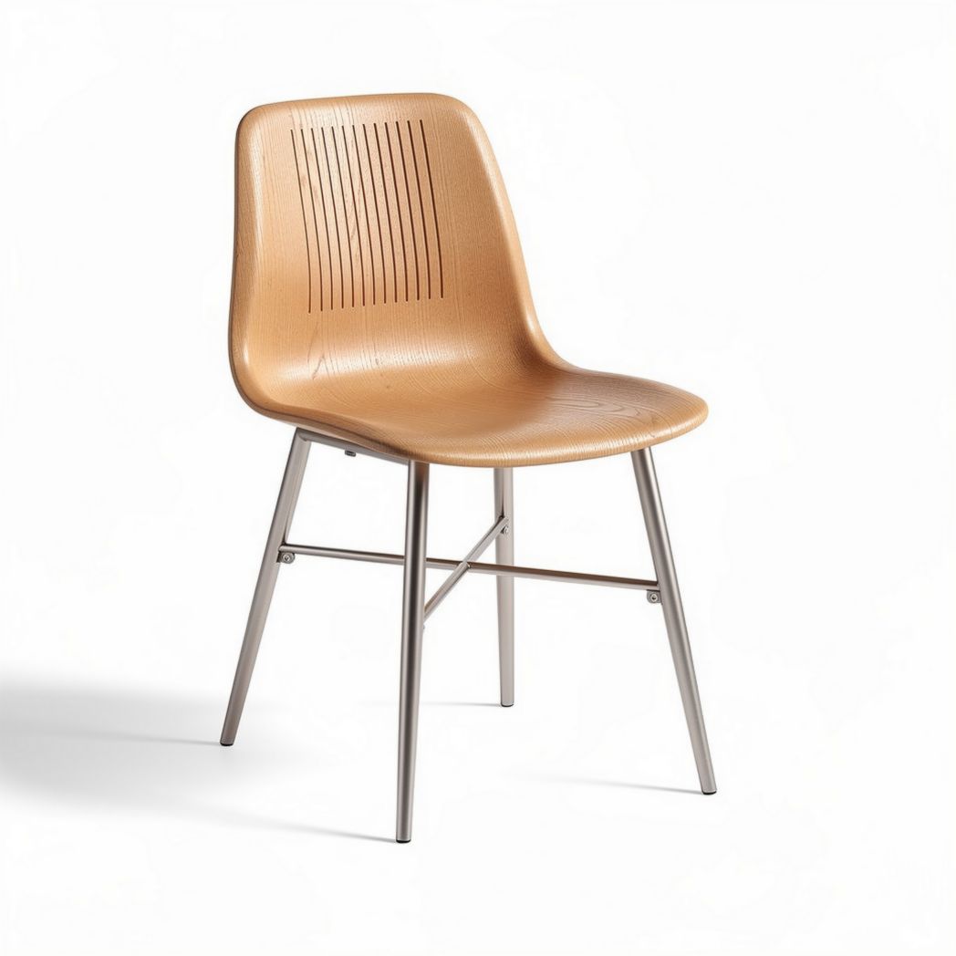 Plastic dining chair with metal frame in brown 45 x 45 x 80cm