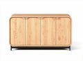 Wooden sideboard in natural finish with four doors and black metal legs 120 x 45 x 75cm
