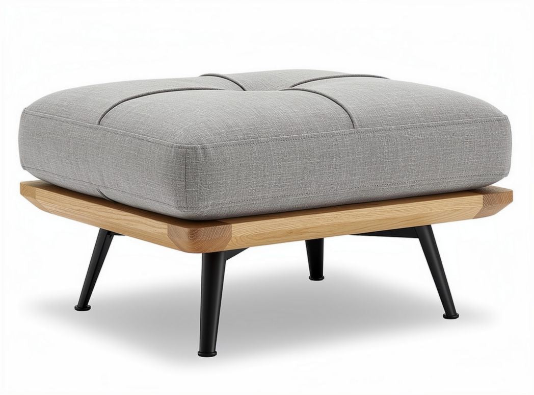 Ottoman footrest with soft fabric cushion and metal legs 80 x 80 x 40cm