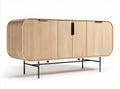 Wooden sideboard cabinet with four doors in natural oak finish 150 x 45 x 70cm