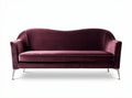 Velvet three-seater sofa in burgundy with sleek metal legs 200 x 80 x 75cm