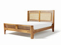 Natural wood and rattan bed frame with dimensions 200 x 160 x 90cm