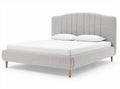 Upholstered bed frame with button tufted headboard in light grey 200 x 160 x 100cm