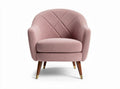 Pink upholstered accent chair with wood legs and diamond stitching 70 x 70 x 80cm