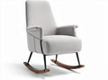 Rocking chair with grey upholstery and wooden rockers 90 x 80 x 100cm