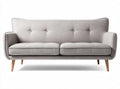 Mid-century modern sofa with gray fabric upholstery and wooden legs 180 x 85 x 80cm
